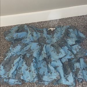 Blue lace crop top